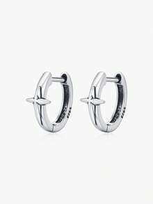 MODIAN Neutral Vintage Ear Buckle 925 Sterling Sliver Retro Exquisite Stars Small Hoop Earrings For Women Fine Jewelry - Silver - View 1