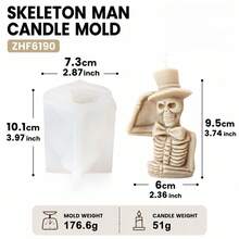 Skeleton Man Silicone Candle Mold Halloween Skull Mold DIY Craft Mold Gothic Horror Resin Wax Mold For Handmade Candle Making Supplies - Skull - View 7