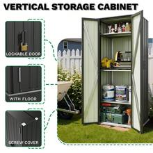 28 Cuft Outdoor Storage Shed With Adjustable Shelves, Metal Vertical Storage Cabinet With Lockable Door, Outdoor Waterproof Too - Multicolor1 - View 5