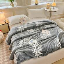1 pezzo Coperta in pile soffice con motivo fiocco di neve, stile lussuoso, coperta da letto per camera da letto per tutte le stagioni, coperta per divano, coperta per riposino in ufficio, coperta per aereo - Grigio Scuro - Visualizzare 6