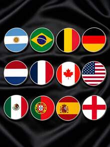 TEAMER 1pc Fashionable Women's Stainless Steel Round Brooch With Colorful National Flag Pattern, Unique Meaningful Exquisite Accessory, National Commemorative Gift For Friends - Brooch - View 2
