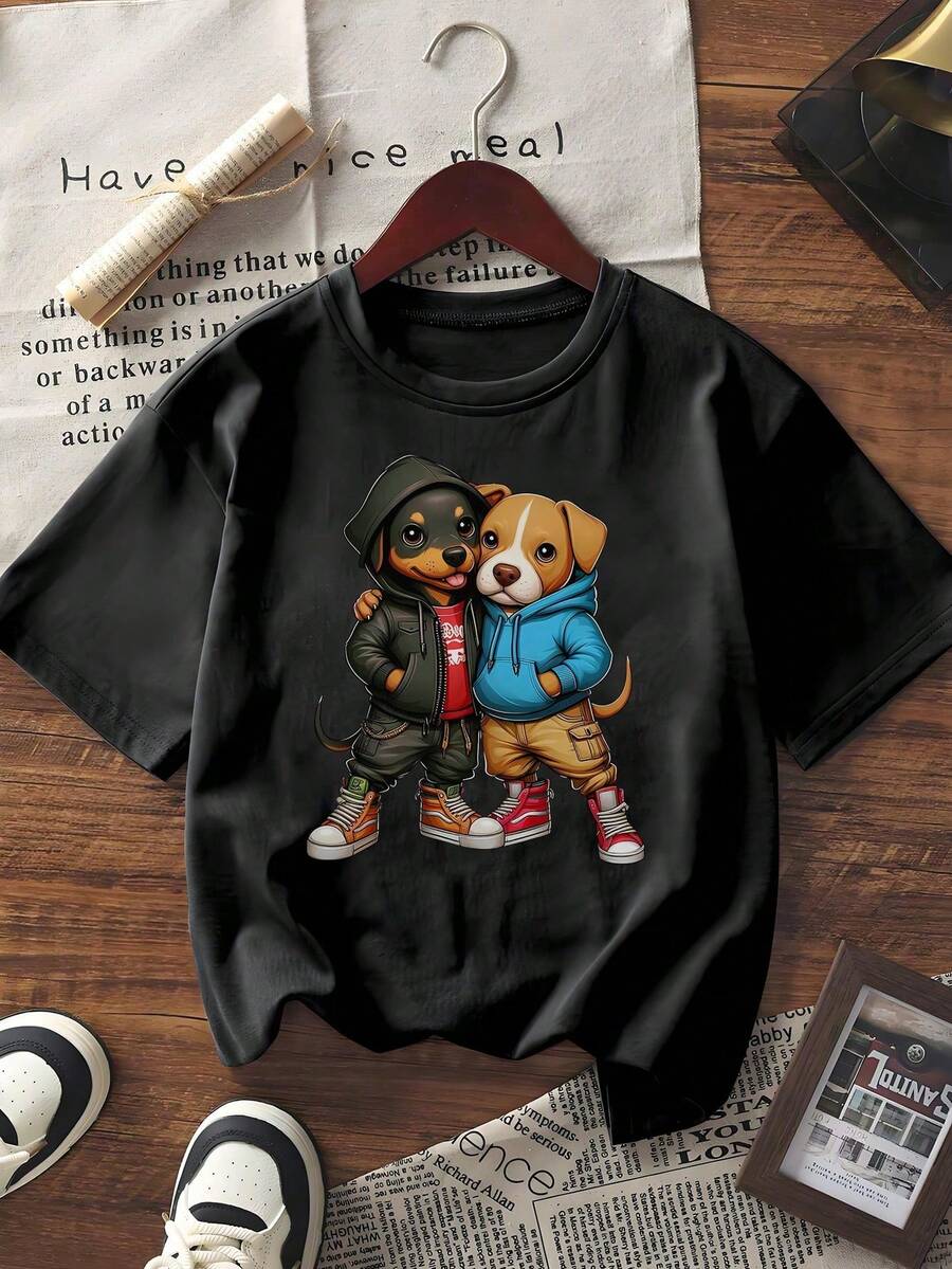 Herren-T-Shirts, Herren-Sommer-Outfits, Y2K-Streetwear-Shirts für Männer, Baumwoll-Oberteile, Damen-T-Shirts - Schwarz - Übersicht 1