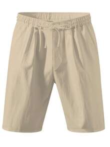 Men's 2-Piece Linen Casual Short Sleeve Button-Down Shirt And Shorts Summer Beach Set - Perfect Father's Day Gift For Dad, Husband, Him - Khaki - View 6