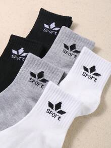 20 Pairs Kids Athletic Crew Socks Back To School, Ribbed Sports Letter Print Breathable Socks For Boys Girls, CoffeeBrownBeigeSchoolWearPack1-16Y - Multicolor - View 5