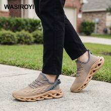 WASIROYI Men's All-Day Comfort Blade Sole Shoes, Breathable Knit Mesh Sneakers With High-Rebound Cushioning, Ideal For Office, Errands & Long Standing Hours - 棕色 - 查看 6