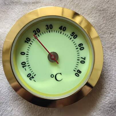 2pcs Glow-In-The-Dark Mini Thermometer, Car Dashboard Thermometer, Non-Electric Non-Magnetic Induction Thermometer, Metal Shell Car Temperature Gauge, No Battery Required, Car Interior Modification, Suitable For Car, Office, Greenhouse, Kitchen, Musical Instruments, Indoor And Outdoor