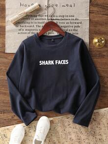 Tween Boy Casual Fun Print Crew Neck Pullover Long Sleeve T-Shirt, Autumn/Winter Top - Navy Blue - View 5