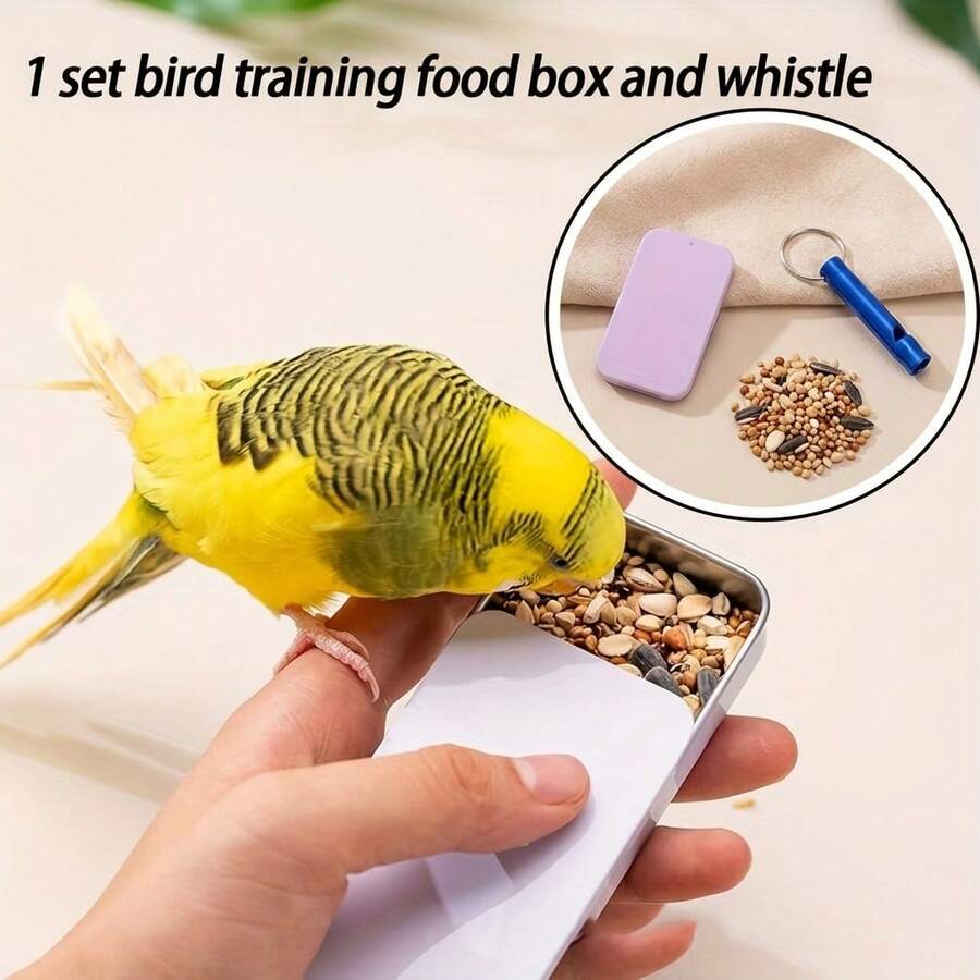 Parrot Training Set, Includes Feeding Bowl And Whistle, Metal Hand-Feeding Tool Kit, Suitable For Bird Interaction And Reward Training, Applicable For Small Parrots, Budgies, Cockatiels, Lovebirds Bird Supplies