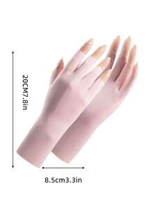 1 Pair Ice Silk Sun Protection Half Finger Touch Screen UV-Resistant Ultra-Thin Anti-Tanning Five-Finger Cycling Driving Office Typing Nail Art Gloves Quick Dry - A - View 7