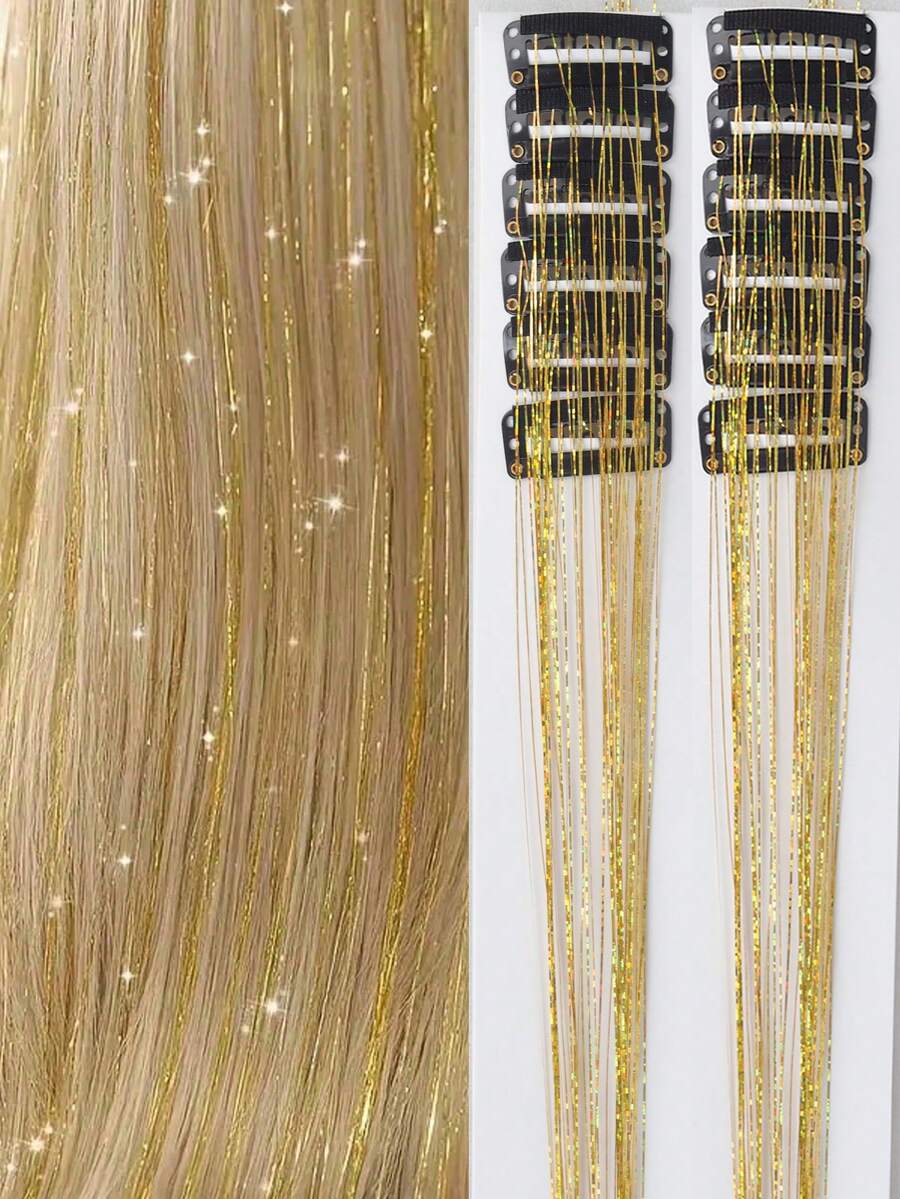12pcs Glittery Metallic Hair Clips, Hair Extensions, Glitter Hairbands, Party Focus Exquisite Eye-Catching Gift, Beautiful Hair Accessories