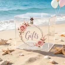 Wedding Card Box, Birthday Card Box, Party Storage Box, Pink Rose Represents Gentle Love, Gratitude, Elegance, Happiness And Beautiful Blessings - 1PC - View 4