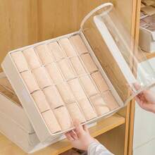 1pc Foldable Drawer Storage Box Set With Lid And Hook And Loop, Space-Saving Underwear Bra Socks Organizer, Suitable For Closet And Dorm, Natural Beige, Suitable For Easter, Wardrobe Storage,Bedroom Room Decor,Back To School - Beige - View 7