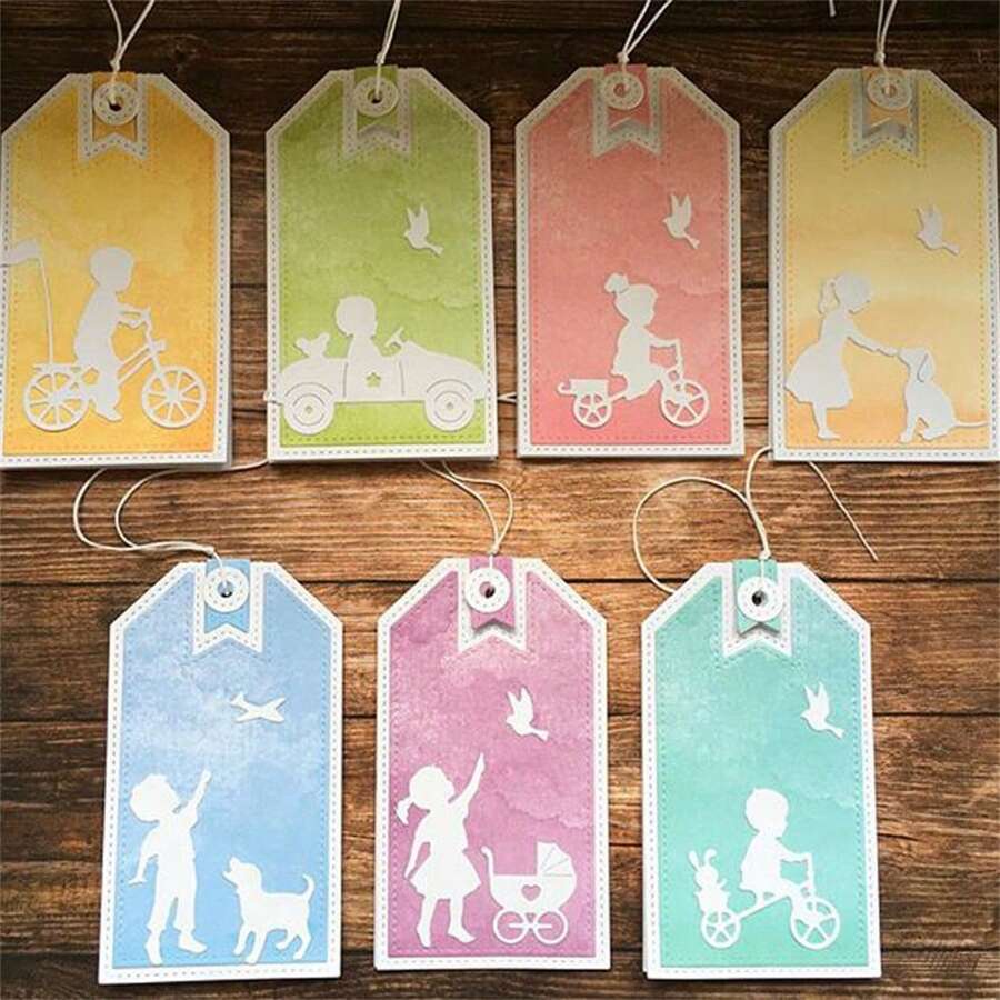 Happy Baby 兒童童年快樂騎單車狗兔金屬切割模具組,適用 DIY 剪貼簿、壓花模板、相簿卡片製作、手工禮品卡紙模切 - Metal Cutting Dies - 查看 1