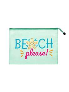 PVC防水海灘防曬化妝包，彩色網格化妝袋，印有「BEACH PLEASE」字樣與海星圖案，海灘主題收納包，大容量透明旅行盥洗包，適合度假、浴室、宿舍、夏季海灘、游泳與旅行。獨特生日禮物、旅行紀念品、教師節禮物、開學必備 - 彩色 - 查看 15