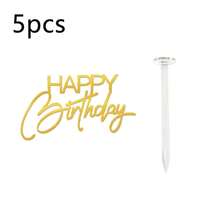 1件/3件/5件 金色/銀色/黑色 壓克力生日快樂蛋糕裝飾插牌，適用生日派對 DIY 蛋糕甜點烘焙裝飾用品 - 彩色 - 查看 19