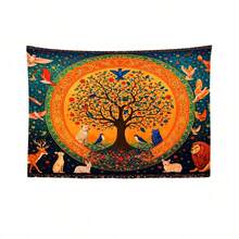 One "Tree Of Life" Tapestry Designed To Create A Soothing Atmosphere; Suitable For Use As A Bedroom Headboard Backdrop, Dorm Or Rental Decor, Hostel Styling, A Background For Live Streaming Or Photography, Sofa Decoration, Or As A Gift. - Multicolor - View 10