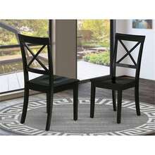 BOCBLKW Boston Dining Room Chairs Cross Back Solid Wood Seat Chairs, Set Of 2, Black - Multicolor1 - View 2