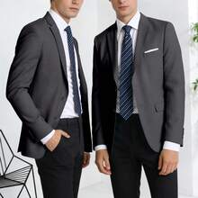 Dark Gray Traje De Hombre Elegante Jacket Men's Blazer Two Buttons For Wedding Concert  Graduation Season - 深灰色 - 查看 4