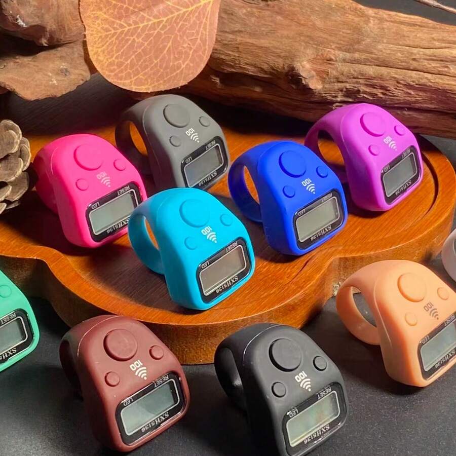 Multi-Color Macaron Silicone LED Glowing Electronic Tasbih Ring Counter, Silent Vibration Reminder, Adjustable Finger Ring, Muslim Prayer Dhikr Meditation Buddhist Counting Tool - Multicolor - View 1