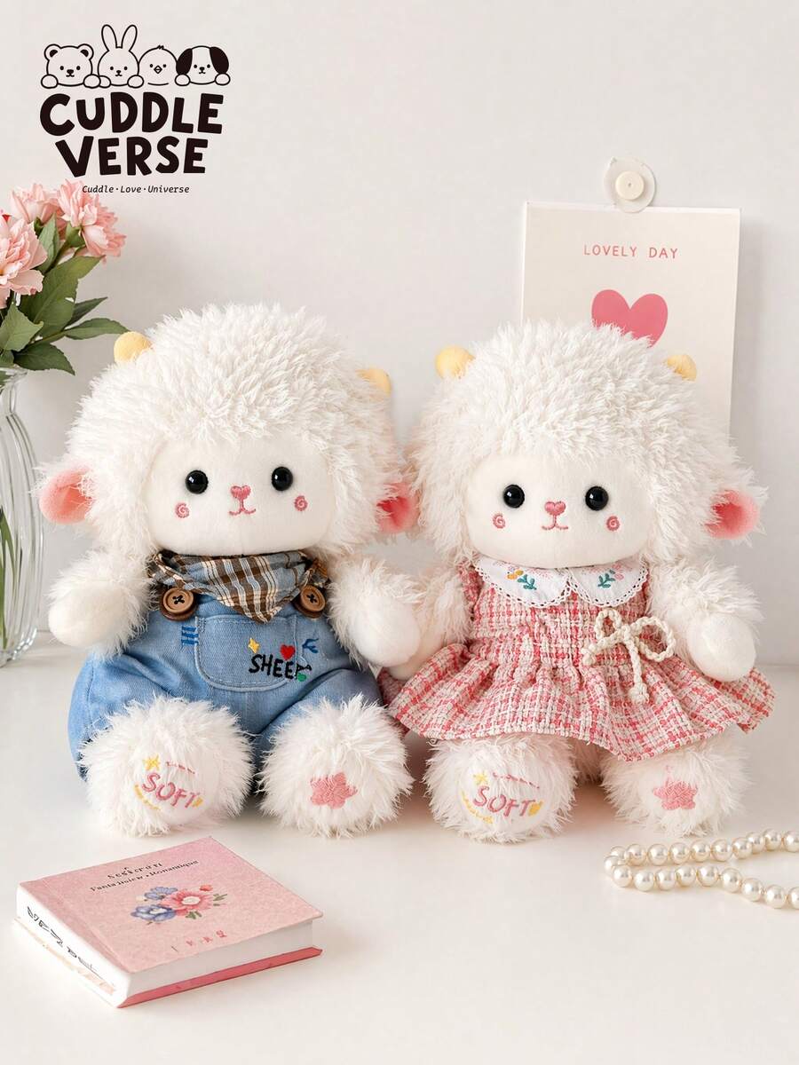 11.81inch Cute Fluffy White Sheep Wool Plush Toy - Super Soft And Skin-Friendly.Silicone Doll Full Silicone Body Plush Anime Figure Stuffed Animal Teddy Bear - Multicolor - View 1