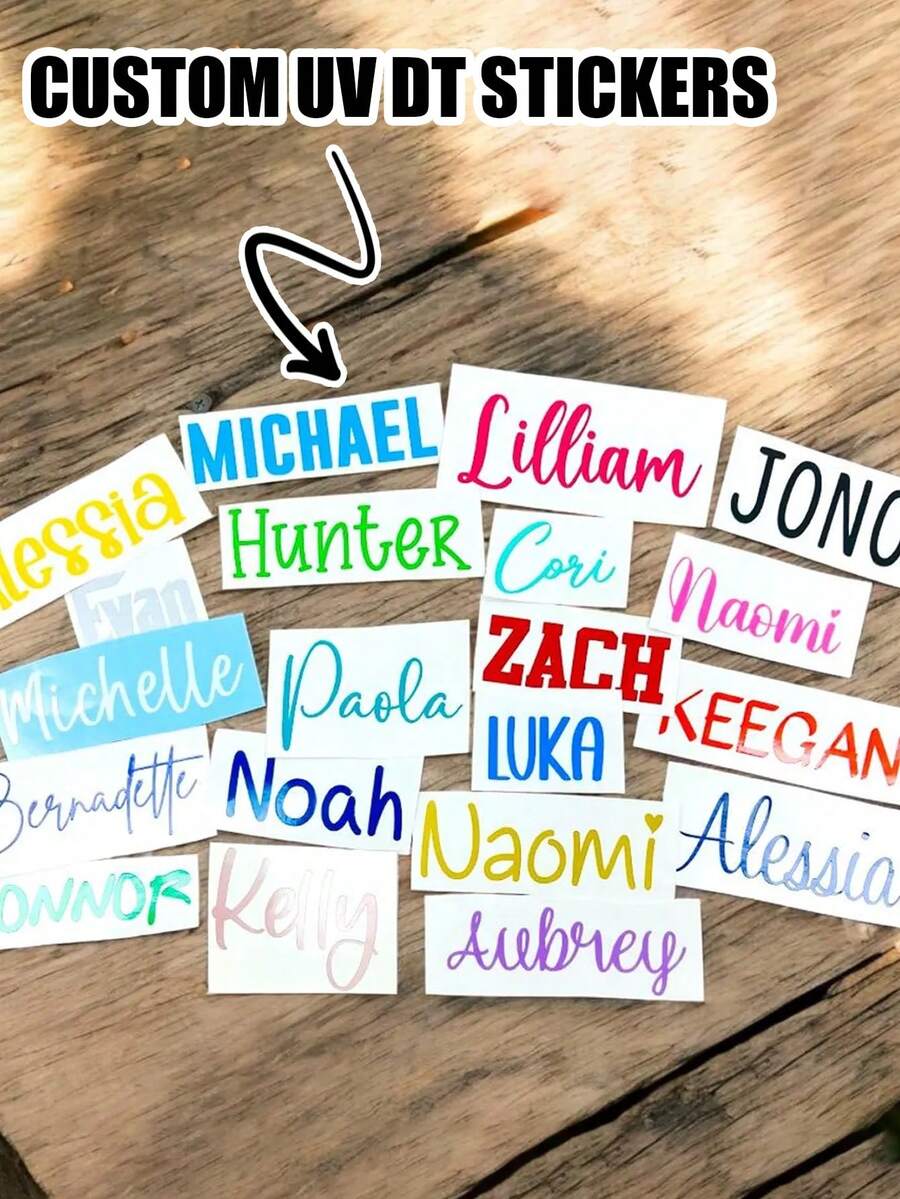 Stiker Vinyl Nama Kustom, Stiker Nama yang Dipersonalisasi, Stiker Botol Minum, Stiker Laptop, Label Nama Sekolah, Stiker Nama Sekolah, Stiker Gelas - MultiWarna - View 1