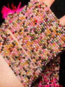 5A2*2MM Square & 3mm Natural Tourmaline Diamond Cut Flash Loose Spacer Beads DIY Jewelry Accessories For Bracelet Necklace - Tourmaline[1strand 15inch] - View 4