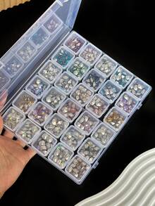 10PCS/16PCS/31PCS Large Capacity Nail Art Accessories Rhinestone Storage Box, Detachable Single Compartment Jewelry Accessories Storage Display Box, Multi-Grid Visible Nail Art Rhinestone Decoration Storage Display Box - Clear - View 2