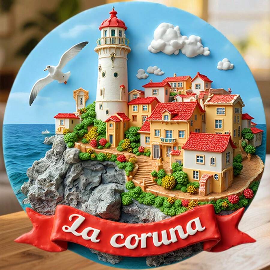 La Coruña Hércules Tower Lighthouse Red-Ribbon Shore And The Atlantic Roar Magnet Where The Oldest Light Still Guides The Waves Keepsake For All Metal Surfaces Throughout The Home - A - View 1