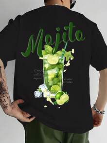 Men's Summer Short Sleeve Printed T-Shirt - 黑色 - 查看 1