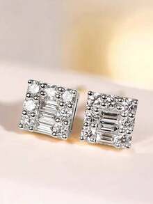 1 Pair Women's Elegant Cubic Zirconia Stud Earrings, Suitable For Wedding, Engagement, Anniversary, Valentine's Day Gift - 3# - View 2