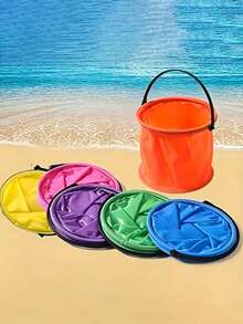 Summer Outdoor Exploration Fishing Net Set With Foldable Portable Bucket And Telescopic Fishing Net, Mini Foldable PVC Water Bucket In Random Color, Lightweight And Easy To Store, Suitable For Beach Exploration, Outdoor Observation, Camping, Travel, Garden Activities - Multicolor - View 5