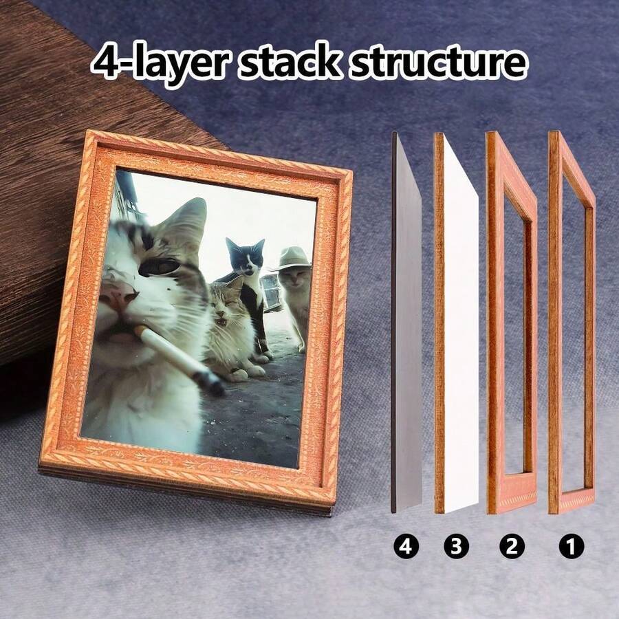 1pc Gangsta Cat Pattern Wooden Refrigerator Magnet, Craft Gift Suitable For Home Fridge And Mailbox Decoration! - one-size - View 1