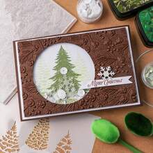 1 pieza Carpeta con relieve 3D, suministros para scrapbooking DIY, carpeta de plástico con relieve de patrón de acebo y piña, adecuada para hacer tarjetas, scrapbooking y otras manualidades de papel - Multicolor - Ver 4