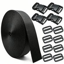 HSDOUBLE 10-50mm Buckles Straps Set 5 Yards Black Nylon Webbing Strap 4 Pcs Quick Side Release Plastic Buckle Adjustable 8pcs Tri-Glide Slide Clip - Complete Buckles Straps Set - View 2
