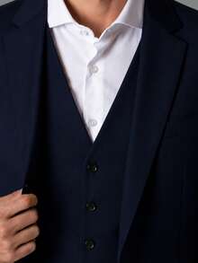 Slim Fit 3 Piece Suit – Sophistication With Stylish Vest - Navy Blue - View 3