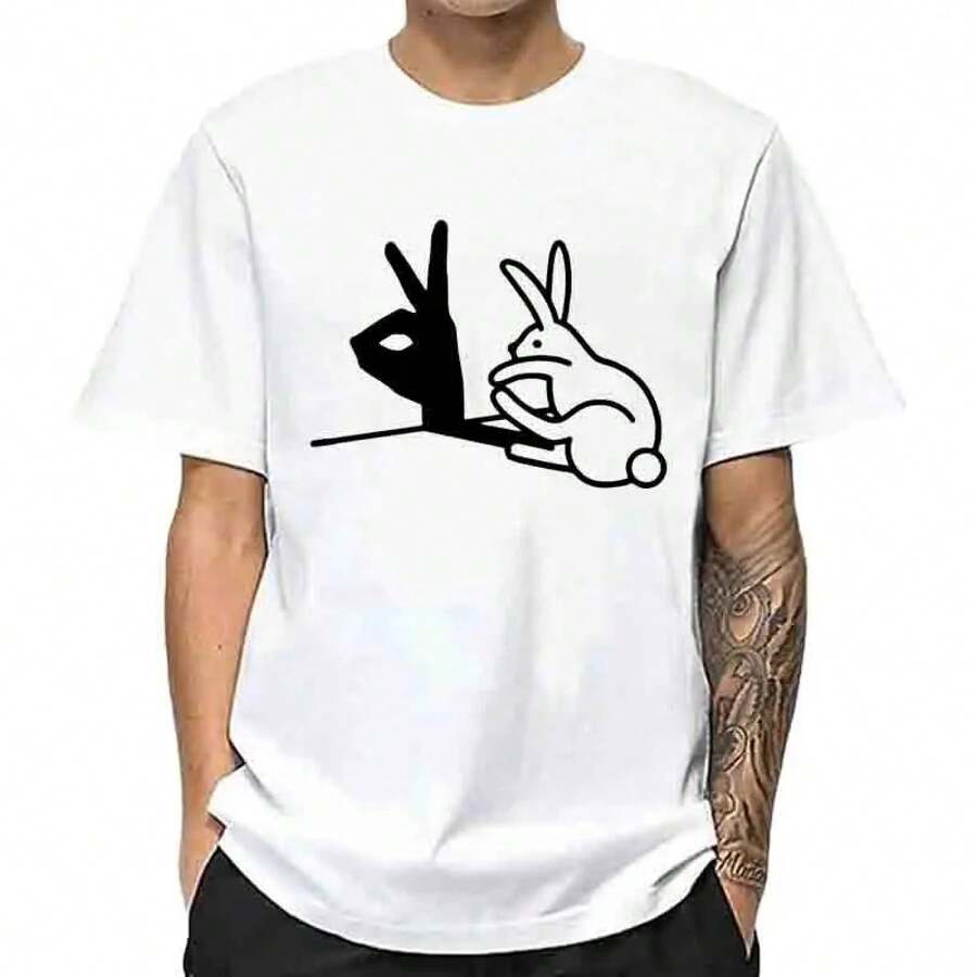 Herren Mode Casual Top-QualitäBaumwollmischung Cooles Lustiges Design Bedrucktes-Shirt Locker Sitzend Sommer Herren-Shirt O-Ausschnittänner Tees-Shirt Top - Farbe 2 - Übersicht 1