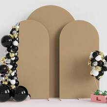 Khaki Arch Backdrop, 5ft, 6ft, 6.6ft, 7.2ft Wedding Arch Cover 2 Panels Spandex Fabric Arch Backdrop Dome Arch Backdrop Fabric Suitable For Birthday Party Wedding Arch Frame Decoration (Arch Frame Not Included, Fabric Backdrop Only) - Khaki - View 3