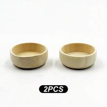2pcs Solid Wood Round Hamster Feeding Bowl, Small Pet Multi-Functional Snack & Seed Dish, Suitable For Hamsters And Gerbils, Cage Decoration Feeding Accessory - View 6