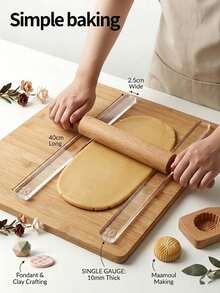 40cm Acrylic Rolling Pin Guide Rail Set, 2pcs, 6 Adjustable Thickness (2mm/3mm/4mm/5mm/6mm/10mm), Cookie Dough Flattener And Frosting Smoother Cutter, For Leveling Fondant Cake Base, Pottery DIY, Baking Decorating Gift, Suitable For Valentine's Day, Mother's Day, Halloween, Easter, Thanksgiving, Christmas - View 13