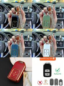 1pc 2-Button TPU Car Key Fob Shell Suitable For Civic, Accord, Vezel, CR-V, HR-V, CR-Z, Fit, Freed, Jade, XRV And Other Models Accessories - Single Pack - View 12
