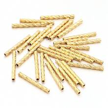 30顆/包 鍍銅金金色紋理切割螺紋隔珠,極簡時尚圓管珠,適用手工DIY手鍊項鍊珠寶製作 - 直管珠 - 查看 10