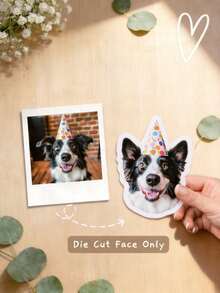 Custom Pet Photo Stickers Personalized Pet Name Vinyl Decals Waterproof UV Resistant Die Cut Stickers For Water Bottles Laptop Car Window Pet Lover GiftPersonalized Pet Face Stickers Custom Dog Cat Photo Vinyl - White - View 5