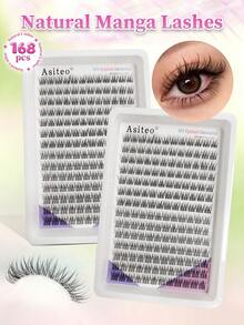 Asiteo 168 Clusters DIY Cartoon False Eyelashes, Natural Look, Suitable For Daily Use, Japanese And Korean Makeup Tool, Soft And Comfortable, Natural Voluminous And Dramatic Mermaid Style, Lightweight, Perfect Makeup Effect, Ideal Gift For Friends And Girlfriend - C - View 1