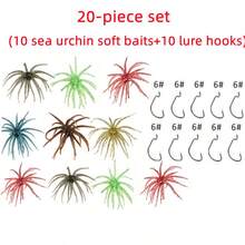 20-Piece Set (10 Sea Urchin Soft Baits+10 Lure Hooks), Wide Belly Crank Hooks, Spherical Floating Biomimetic Realistic Fishing Baits, Suitable For Bass, Trout, Lake, River Freshwater And Seawater Fishing, Perfect Gift For Fishing Enthusias - Multicolor - View 12