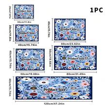 1pc Dish Drying Mat, Coffee Machine Mat, Blue Background With Colorful Floral Print, Absorbent & Draining Mat, Suitable For Dining Table, Cafe And Other Scenes, Quickly Absorbs Excess Water, Keeps Countertop Clean, Adds Fresh And Elegant Visual Effect To Space, Home Gift, Countertop, Dining Table Decor - XYLSD-597 - View 17