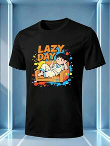 Men's Fashion Cotton T-Shirt With Double-Sided Print, Comfortable, Soft, Breathable And Cool, Made Of Quality Pure Cotton Material: 220gsm Pure Cotton Style: Double-Sided Print Sleeve Length: Short Sleeve Occasion: Leisure, Outdoor Sports, Home Color: Black And White - Black - View 1