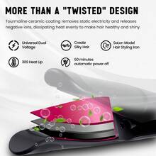 YTWO Multifunctional Straightening & Curling Iron, 11 Adjustable Temperature Settings, Ionic Straightening Brush, 6-In-1 Twisting Straightening & Curling Iron, 65° Rotating 1-Inch Straightening Brush, Tourmaline Ceramic Negative Ion Hair Styling Tool - View 5