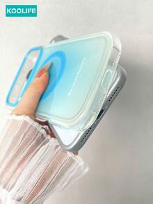 KOOLIFE 1pc Light Blue Gradient Macaron Magnetic Wireless Charging Phone Case, Bright Blue Contrast Camera Frame IMD Gradient Texture, TPU+PC Dual Layer Shockproof Anti-Impact Protective Shell, Fresh Summer Minimalist Style, Anti-Fingerprint Daily Gift Phone Case, Compatible With Iphone 18 Pro/18 Pro Max/17/17 Pro/17 Pro Max/16/15/14/13 - Blur Blue - View 4