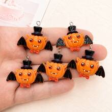 Black Hat Pumpkin Bat Pendant