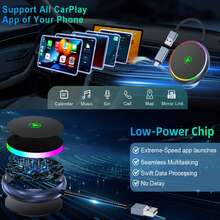 2-In-1 Wired To Wireless CarPlay Adapter, Round Colorful Light Car Connectivity Box, Supports Wireless Android Auto, Plug And Play, Compatible With All Apple And Android Models, Universal Car Navigation And Music Playback Receiver - A - View 1